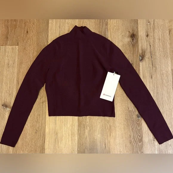 Lululemon Ribbed-Knit Twist-Back Mockneck Sweater NWT in Garnet Red - Picture 3 of 8